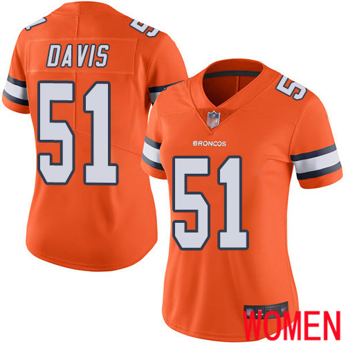 Women Denver Broncos #51 Todd Davis Limited Orange Rush Vapor Untouchable Football NFL Jersey